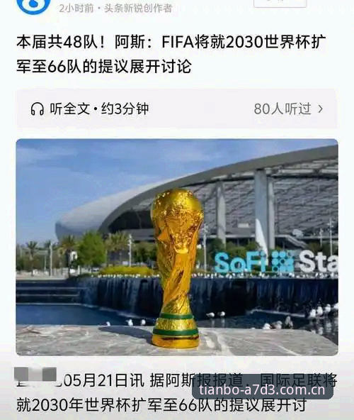 天博APP实时数据对比 3个关键看点:2030世界杯若扩军至66队,中国男足迎来百年良机